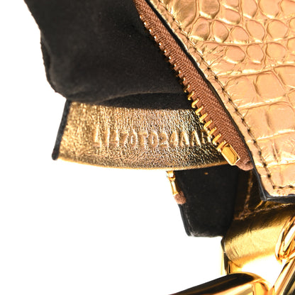 Tom Ford Metallic Calfskin Crocodile Embossed Mini Bianca Hobo Gold 7 of 10