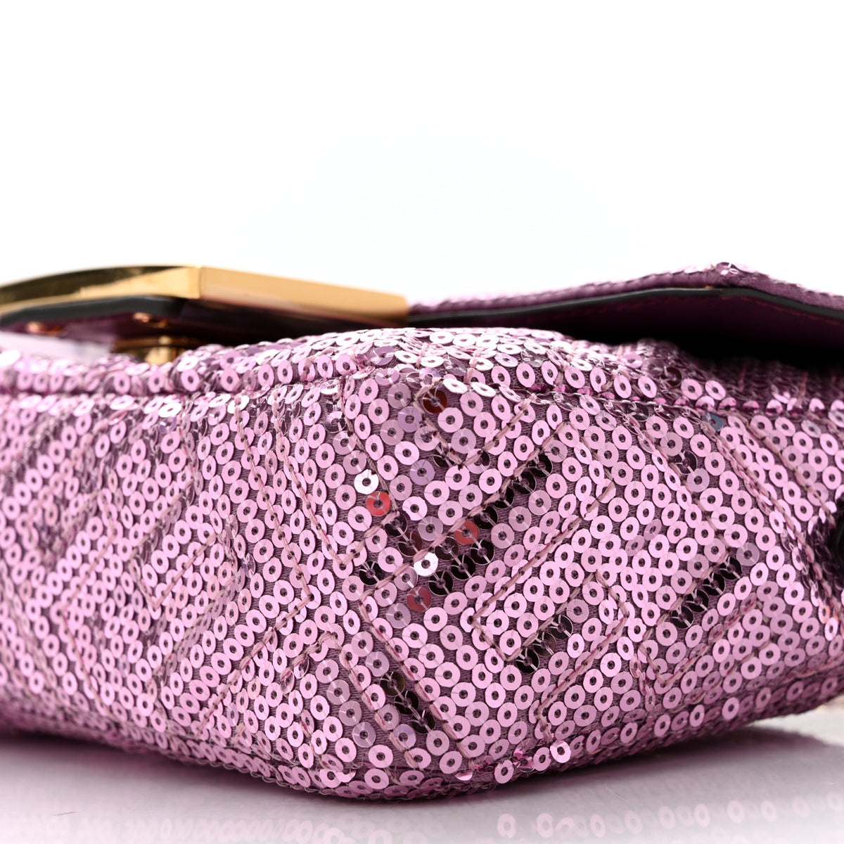 Ricamo Sequin Paillettes Vitello Grace FF Mini Baguette Rosa