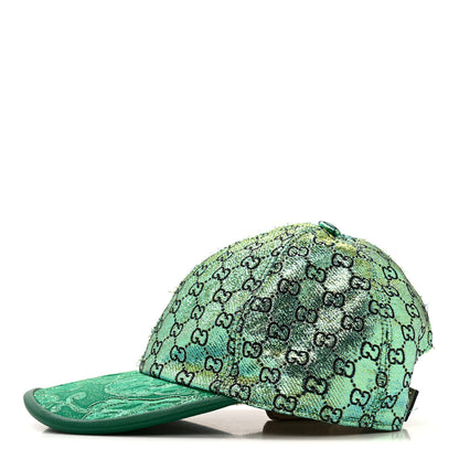 Gucci Silk Blend Jacquard Monogram Santa Barbara Baseball Hat S  Green Black Radiant 4 of 11