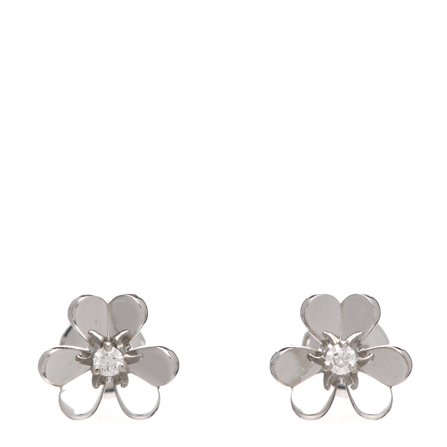 Van Cleef & Arpels 18K White Gold Diamond Mini Frivole Earrings 1 of 6