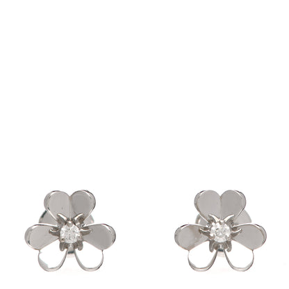 Van Cleef & Arpels 18K White Gold Diamond Mini Frivole Earrings 1 of 6