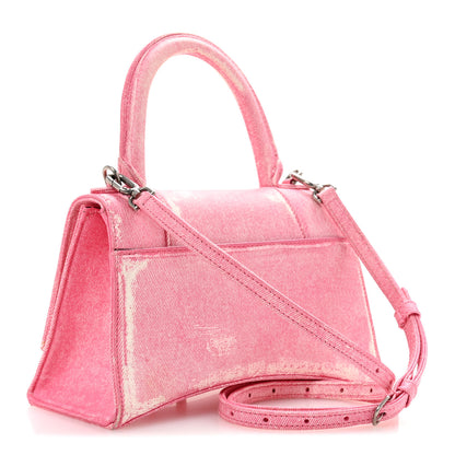 Balenciaga Nappa Denim Printed Small Hourglass Top Handle Bag Denim Pink 3 of 14