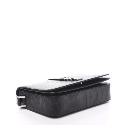 Saint Laurent Lizard Calfskin Embossed Classic Medium Monogram Universite Bag Black 3 of 8