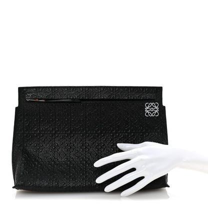 Loewe Calfskin Embossed Repeat T Pouch Black 2 of 7