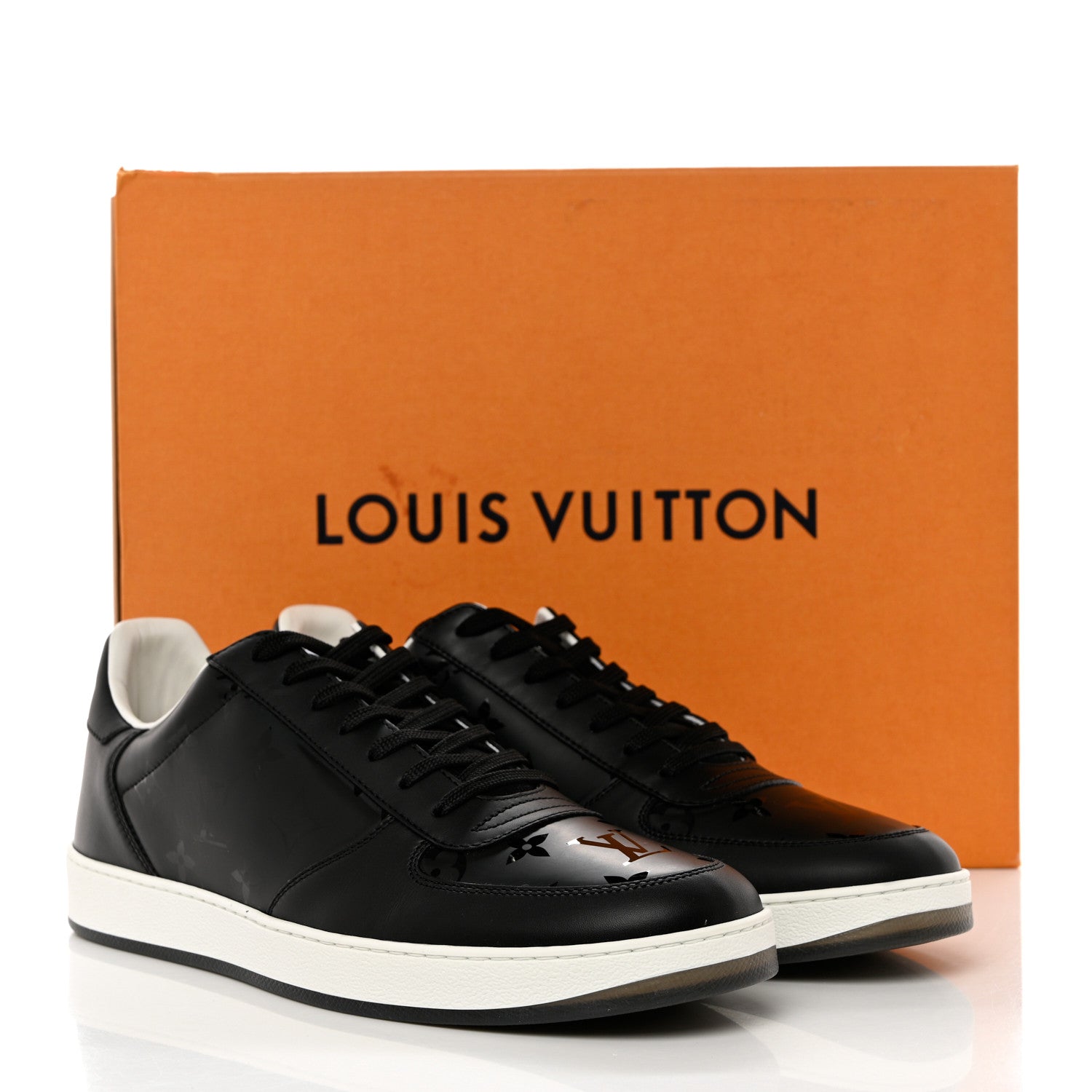 Louis Vuitton Calfskin Monogram Mens Rivoli Sneakers 9 Black 9 of 9