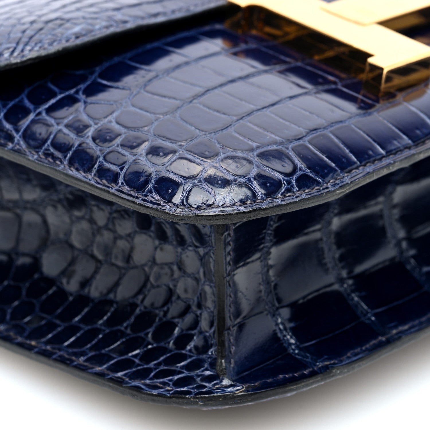Hermes Shiny Porosus Crocodile Constance 23 Bleu Saphir 8 of 9