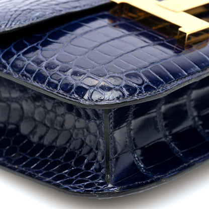 Hermes Shiny Porosus Crocodile Constance 23 Bleu Saphir 8 of 9
