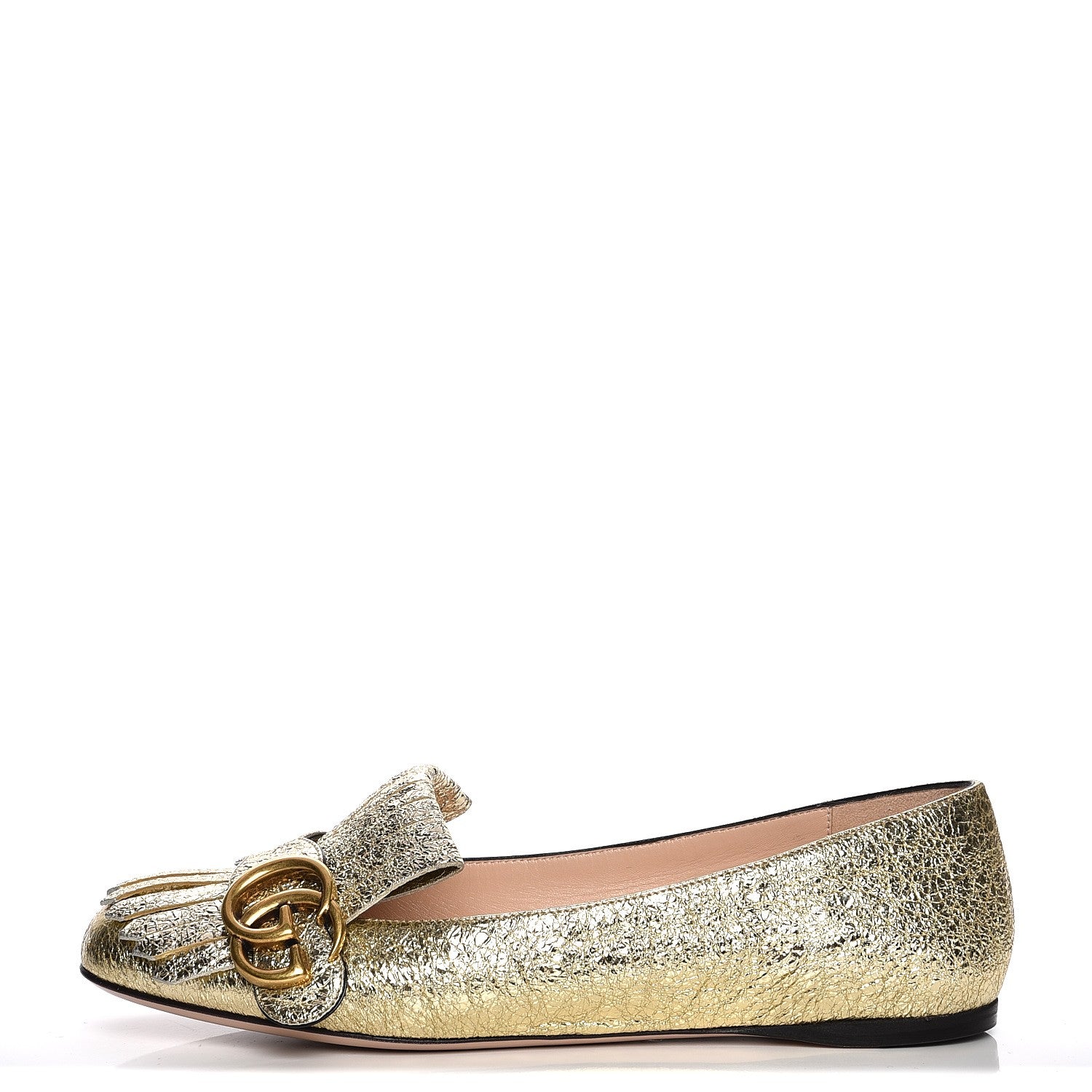 Gucci Galassia GG Marmont Fringe Flats 36.5 Platino 1 of 10