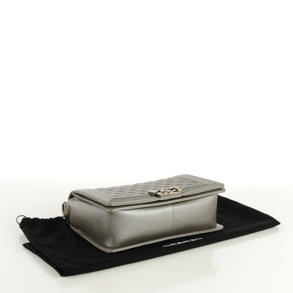 Chanel Lambskin Quilted Medium Boy Flap with Stingray Strap Silver 5 of 10