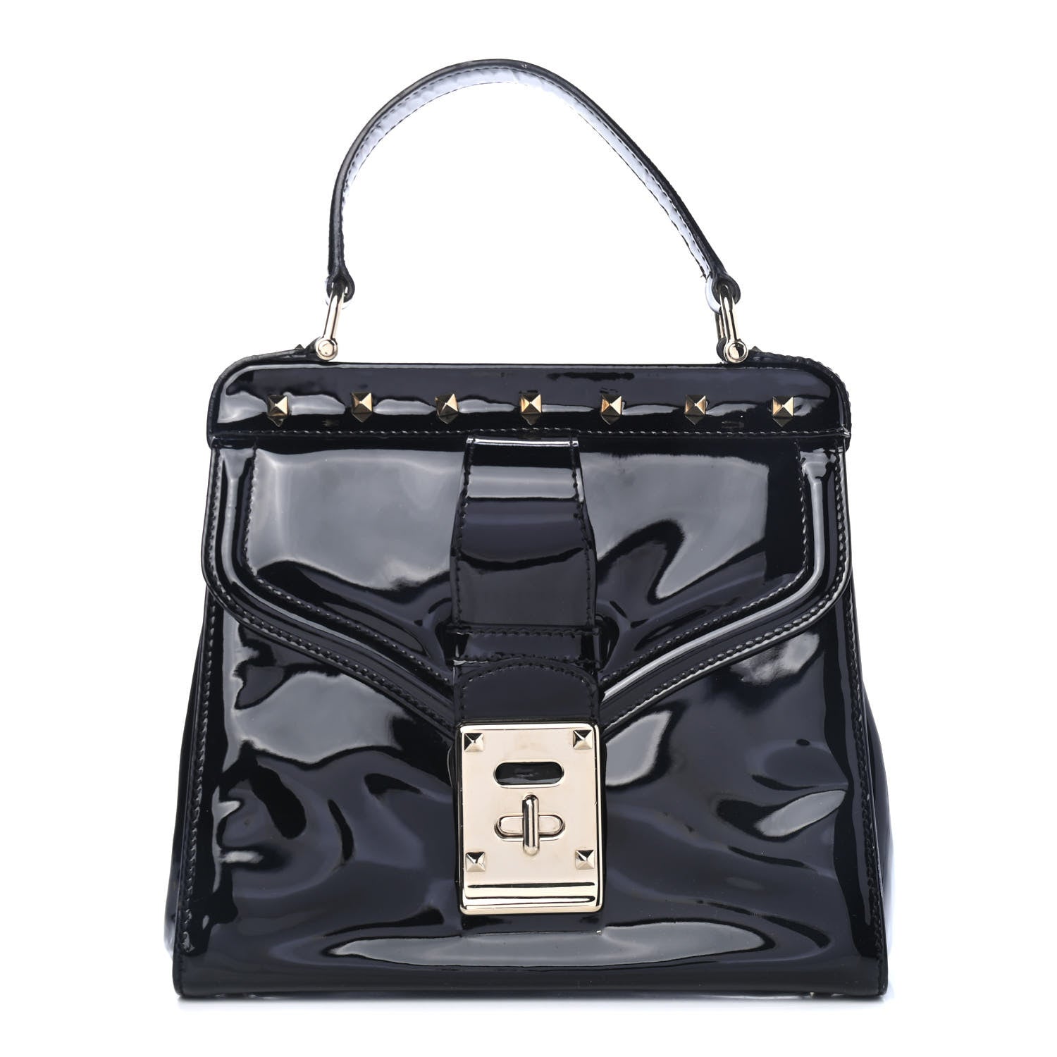 Valentino Garavani Patent Rockstud Single Handle Bag Black 1 of 4
