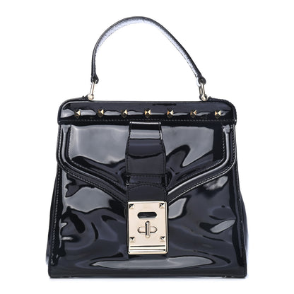 Valentino Garavani Patent Rockstud Single Handle Bag Black 1 of 4