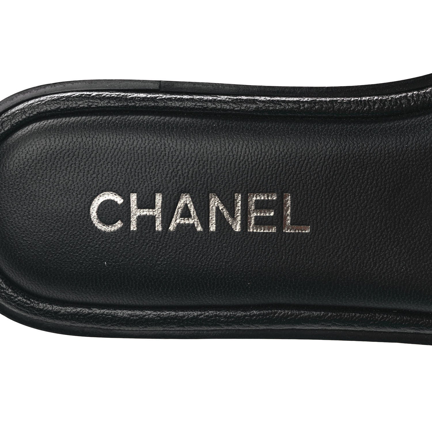 Chanel Shiny Goatskin Quilted CC Mules Sandals 38.5 Black 7 of 9