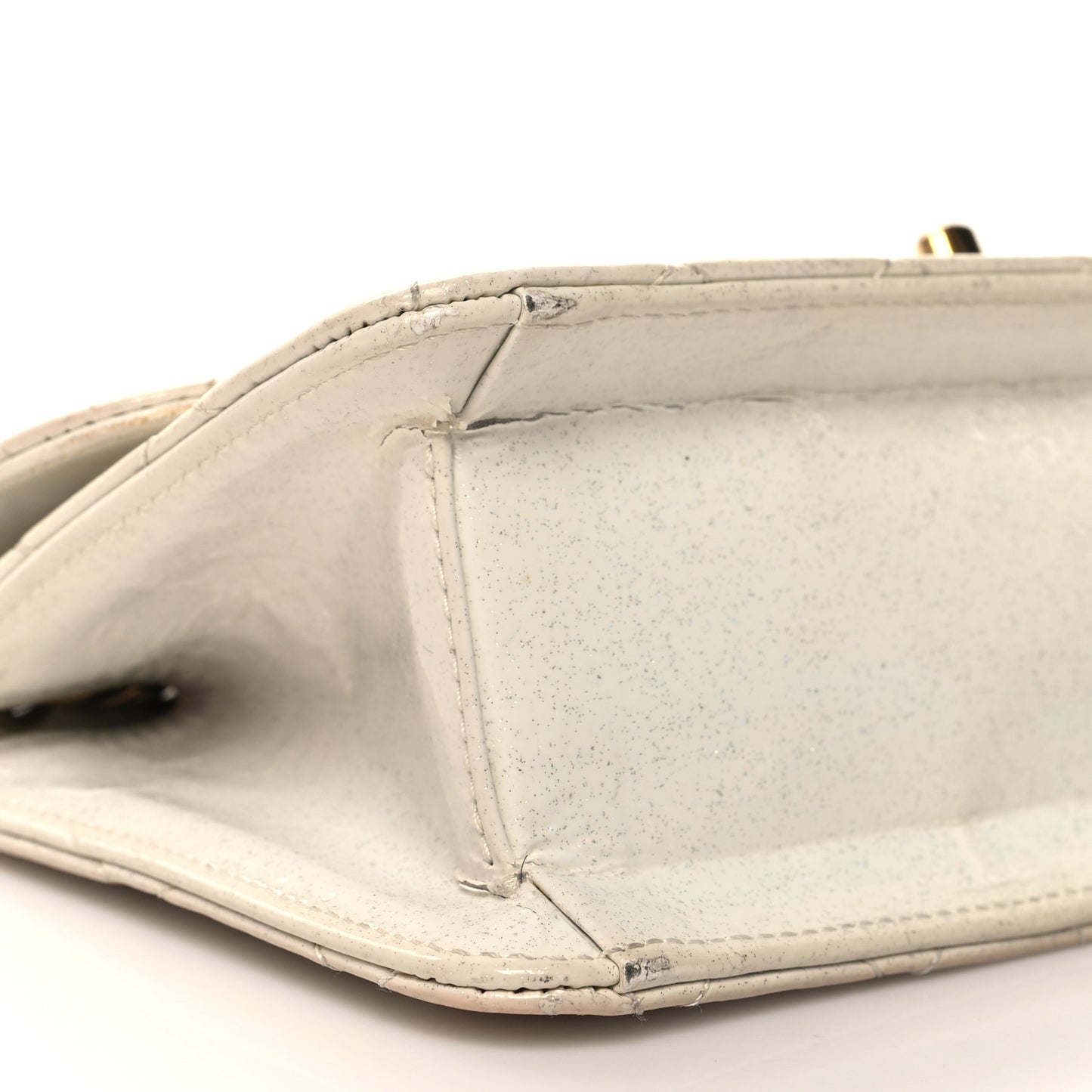 Patent Quilted Evening Star East West Flap White