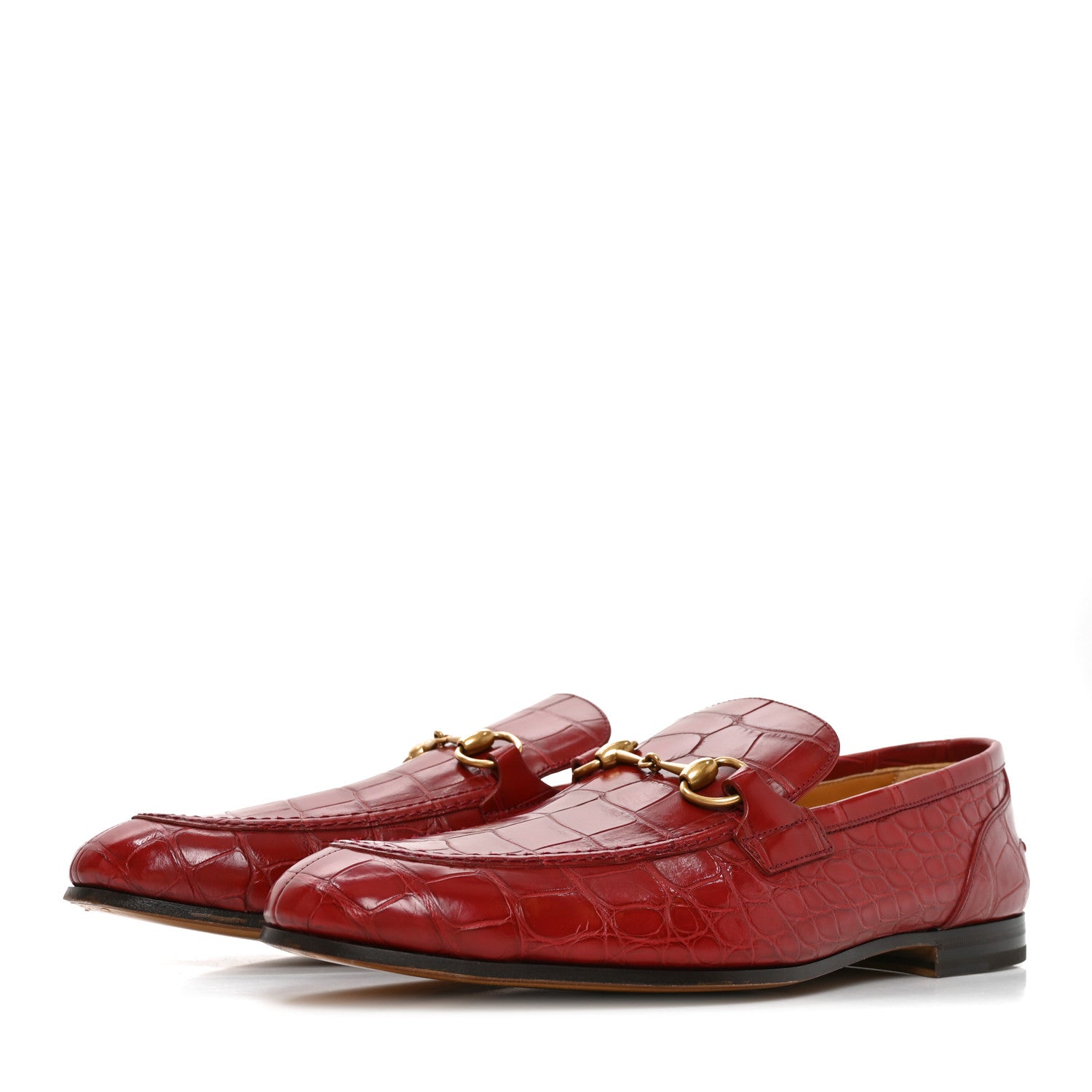 Gucci Alligator Mens Jordaan Loafers 10 Cherry Red 3 of 9