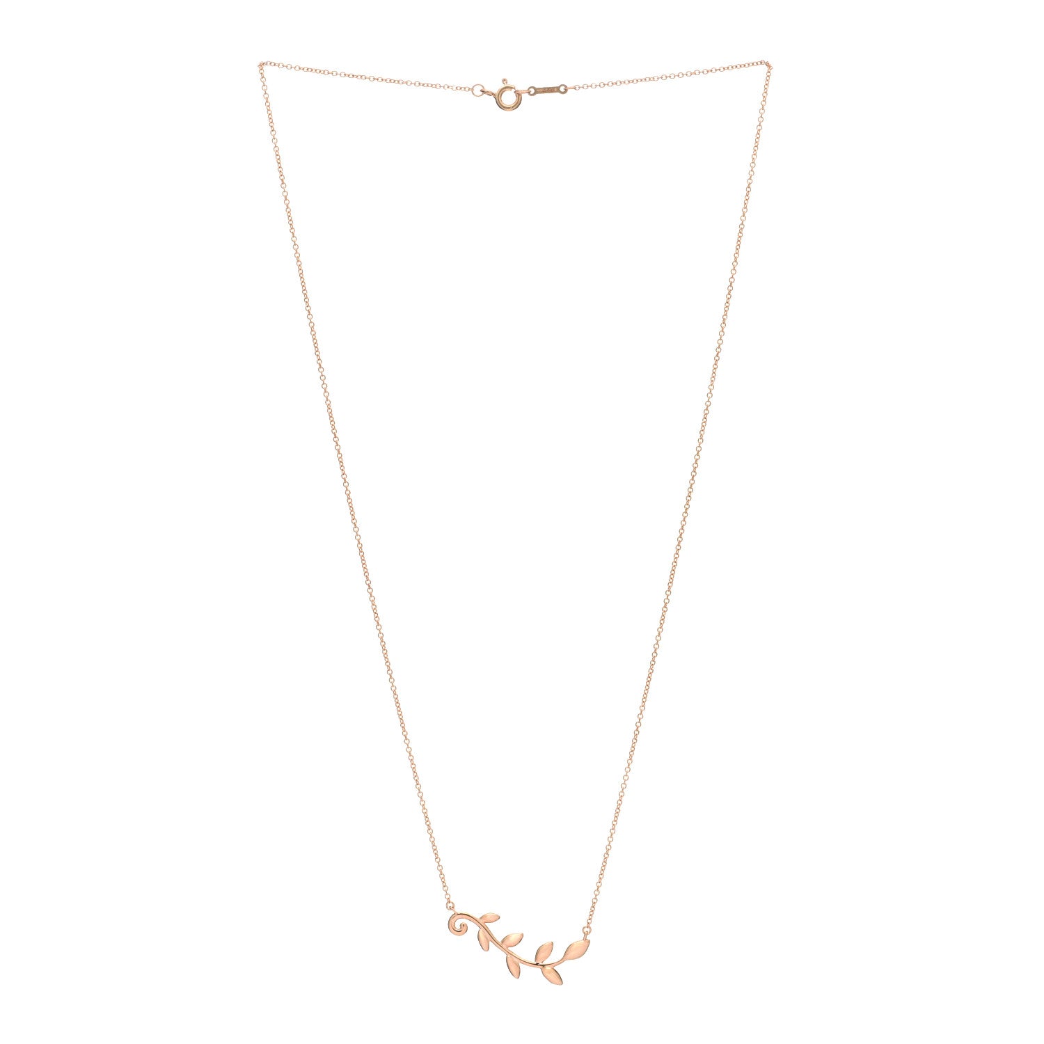 Tiffany 18K Rose Gold Paloma Picasso Olive Leaf Vine Pendant Necklace 3 of 6