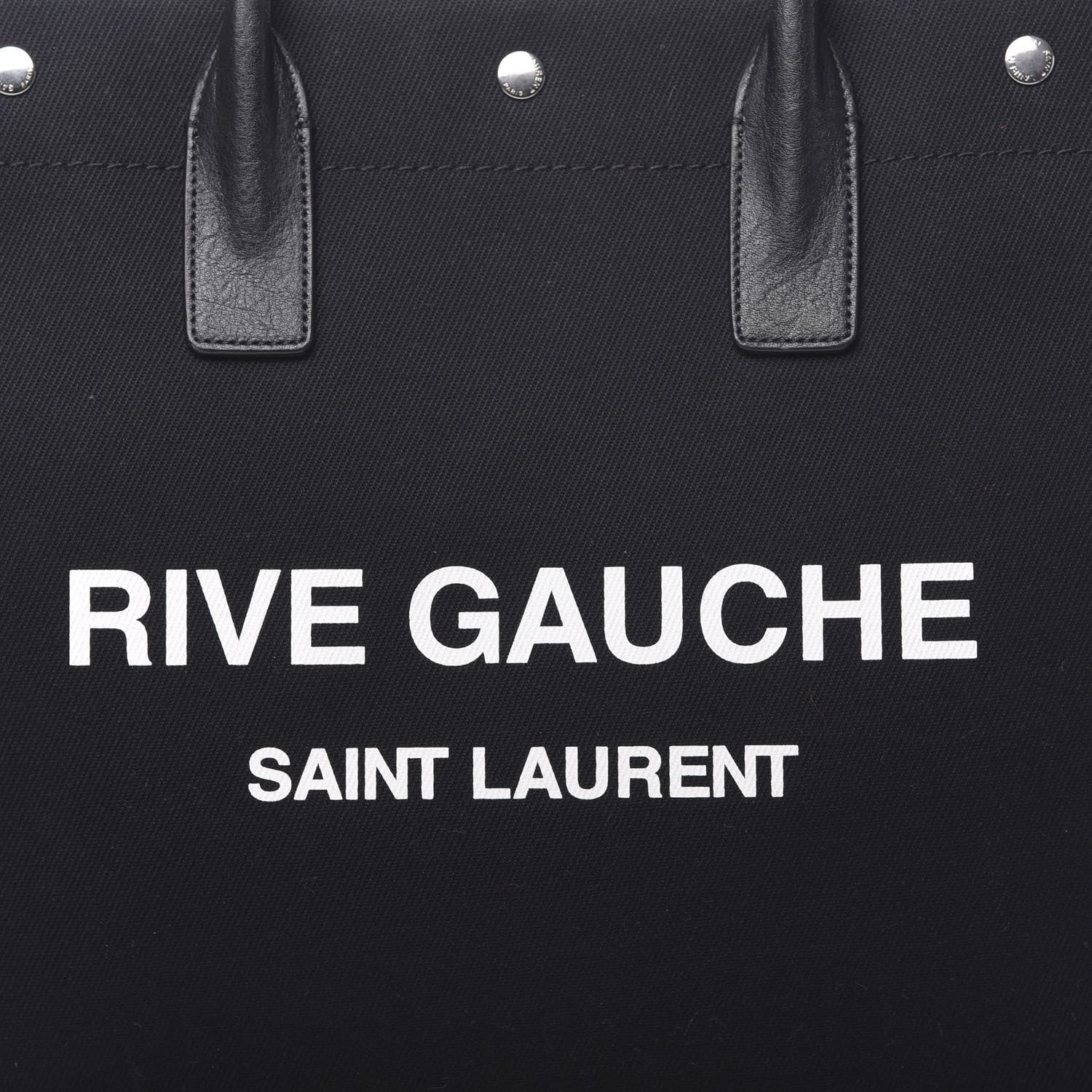 Saint Laurent Canvas Calfskin Rive Gauche North South Noe Tote Black White 10 of 10