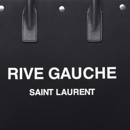Saint Laurent Canvas Calfskin Rive Gauche North South Noe Tote Black White 10 of 10