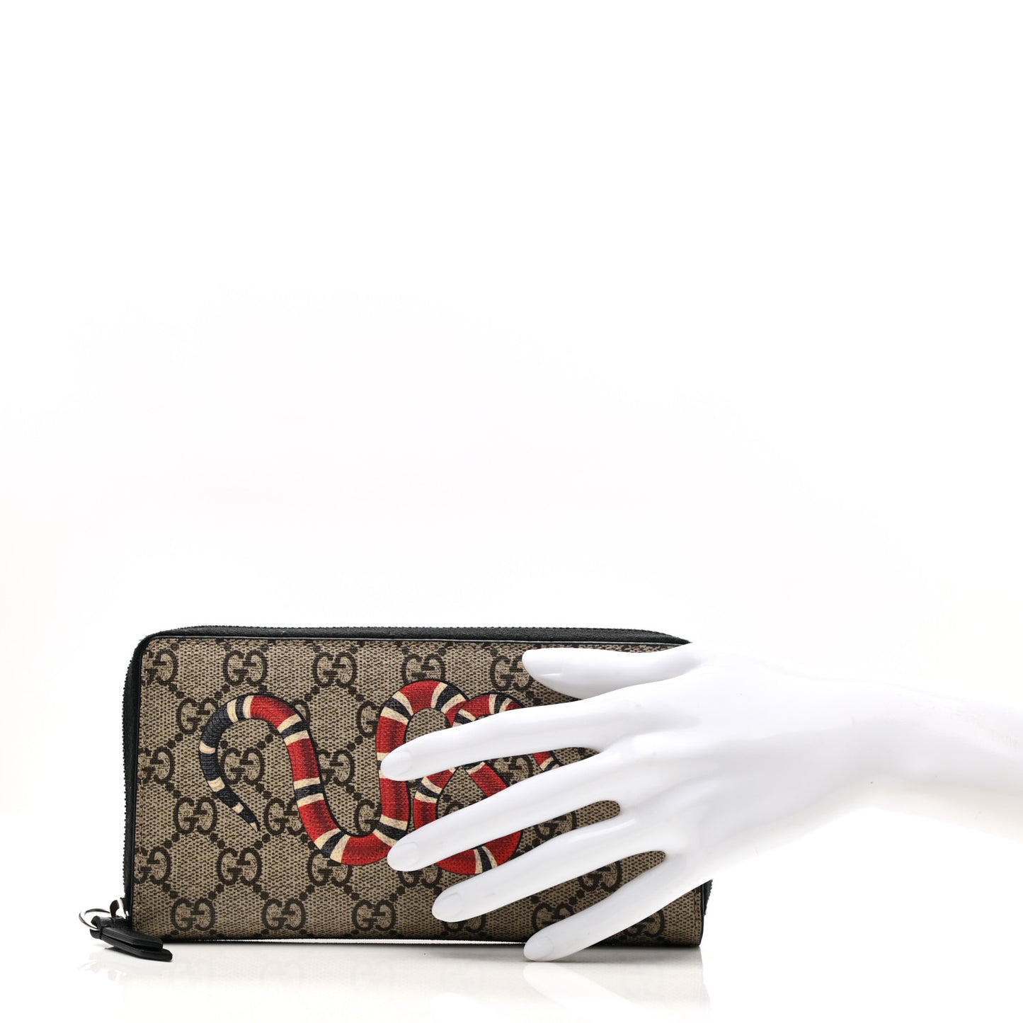 GG Supreme Monogram Kingsnake Zip Around Wallet Black