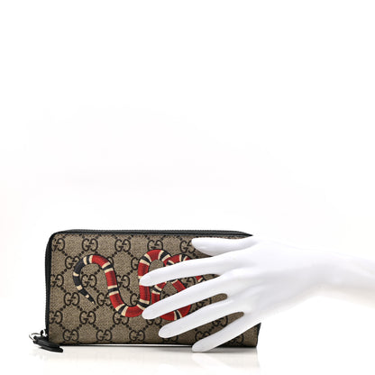 Gucci GG Supreme Monogram Kingsnake Zip Around Wallet Black 2 of 6