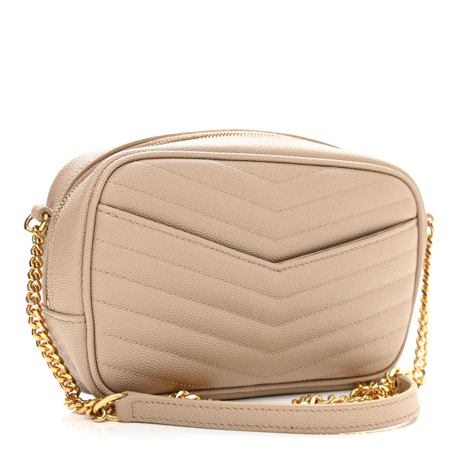 Saint Laurent Grain De Poudre Matelasse Monogram Mini Lou Camera Bag Dark Latte 3 of 12