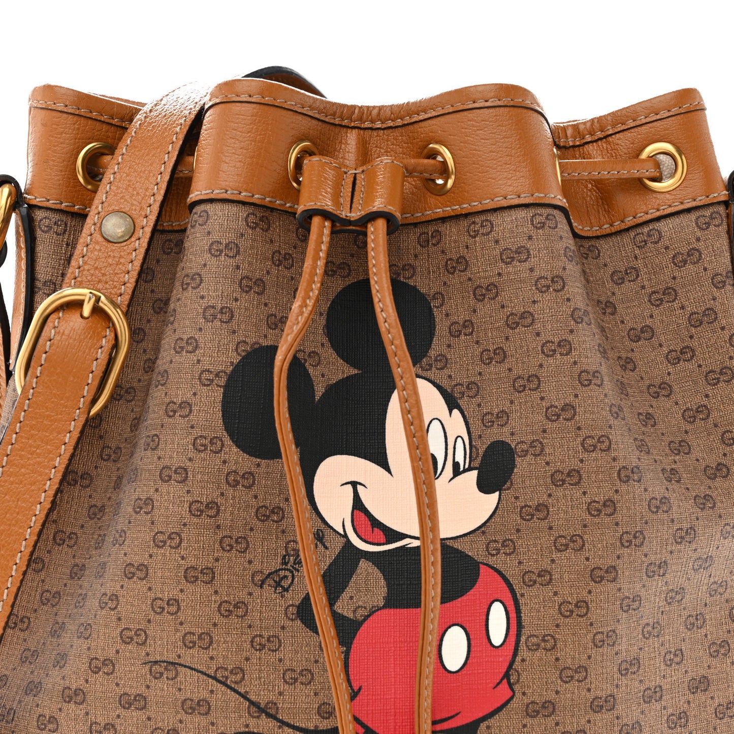 X DISNEY Mini Vintage GG Supreme Monogram Bucket Bag Beige Vintage Sun Oil