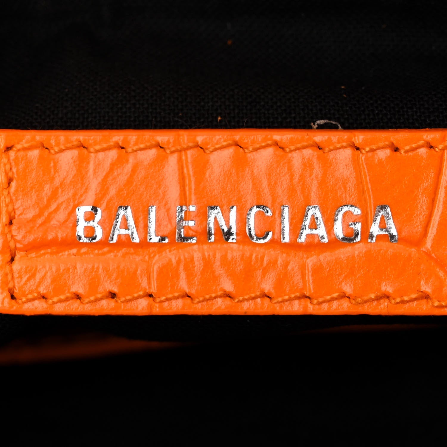 Balenciaga Extra Supple Calfskin Crocodile Embossed Le Cagole Shoulder Bag XS Pop Orange 6 of 10