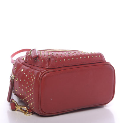 MCM Calfskin Stud X-Mini Stark Bebe Boo Backpack Red 3 of 15