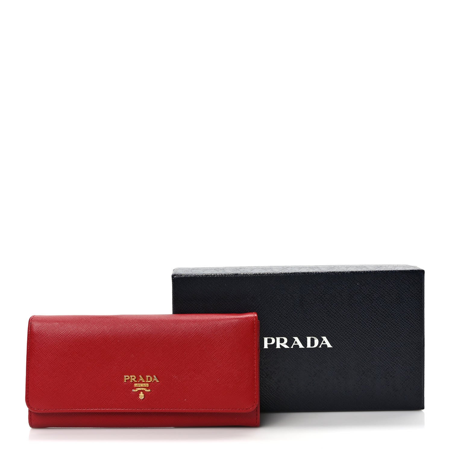 Prada Saffiano Metal Continental Flap Wallet Fuoco 9 of 9