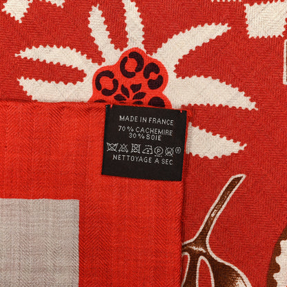 Hermes Cashmere Silk En Attendant Ulysses Shawl 140 Naturel Orange Brun 5 of 6