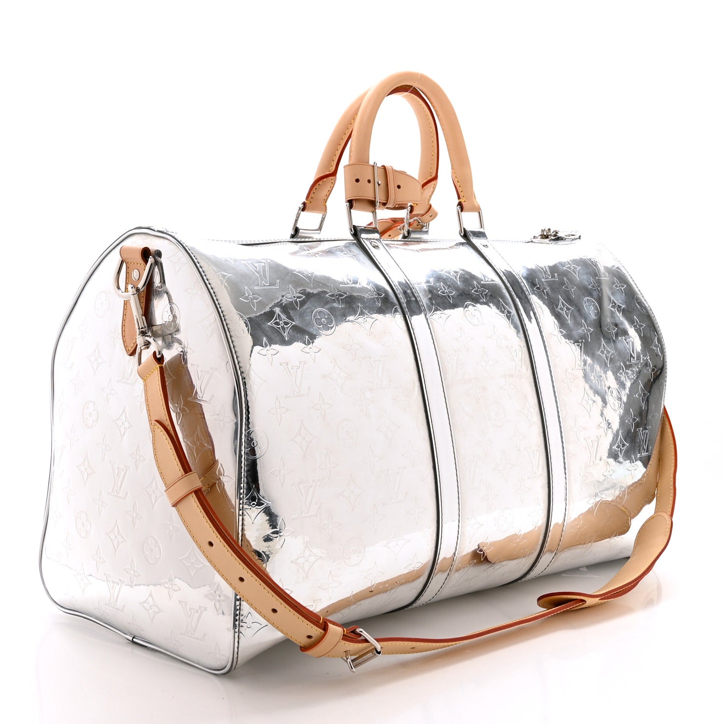 Monogram Mirror Keepall Bandouliere 50 Silver