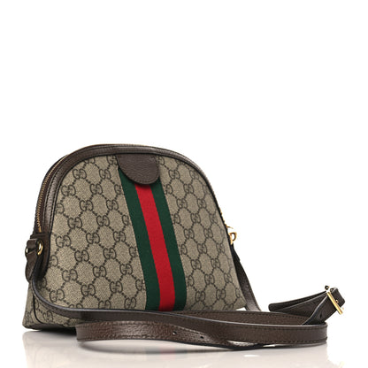 Gucci GG Supreme Monogram Textured Dollar Calfskin Web Small Ophidia Dome Shoulder Bag Beige Ebony New Acero 3 of 9