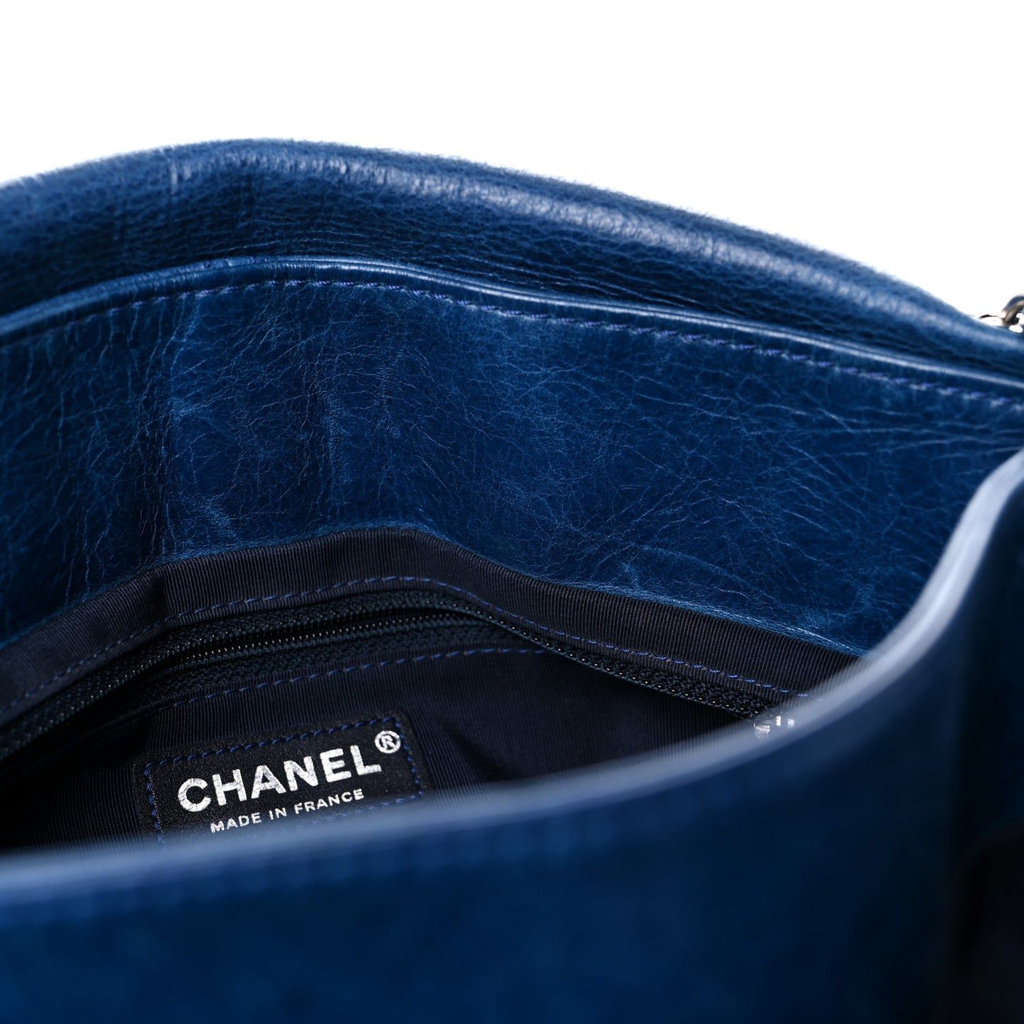 Shiny Lambskin Quilted Large Trianon Messenger Flap Marine