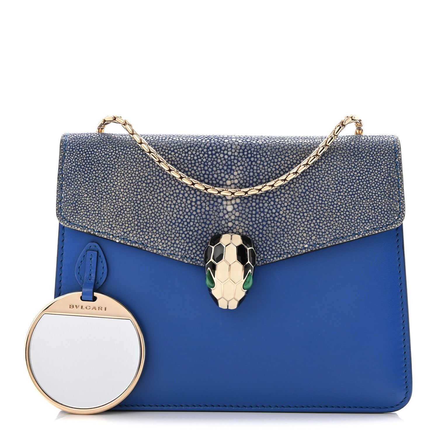 Bulgari Galuchat Calfskin Serpenti Forever Crossbody Bag Blue 4 of 19