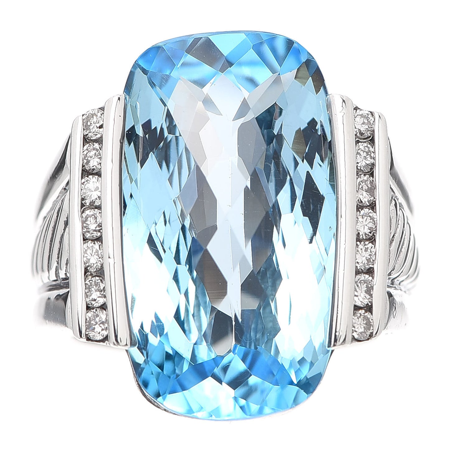Sterling Silver Diamond Blue Topaz Statement Ring 52 6