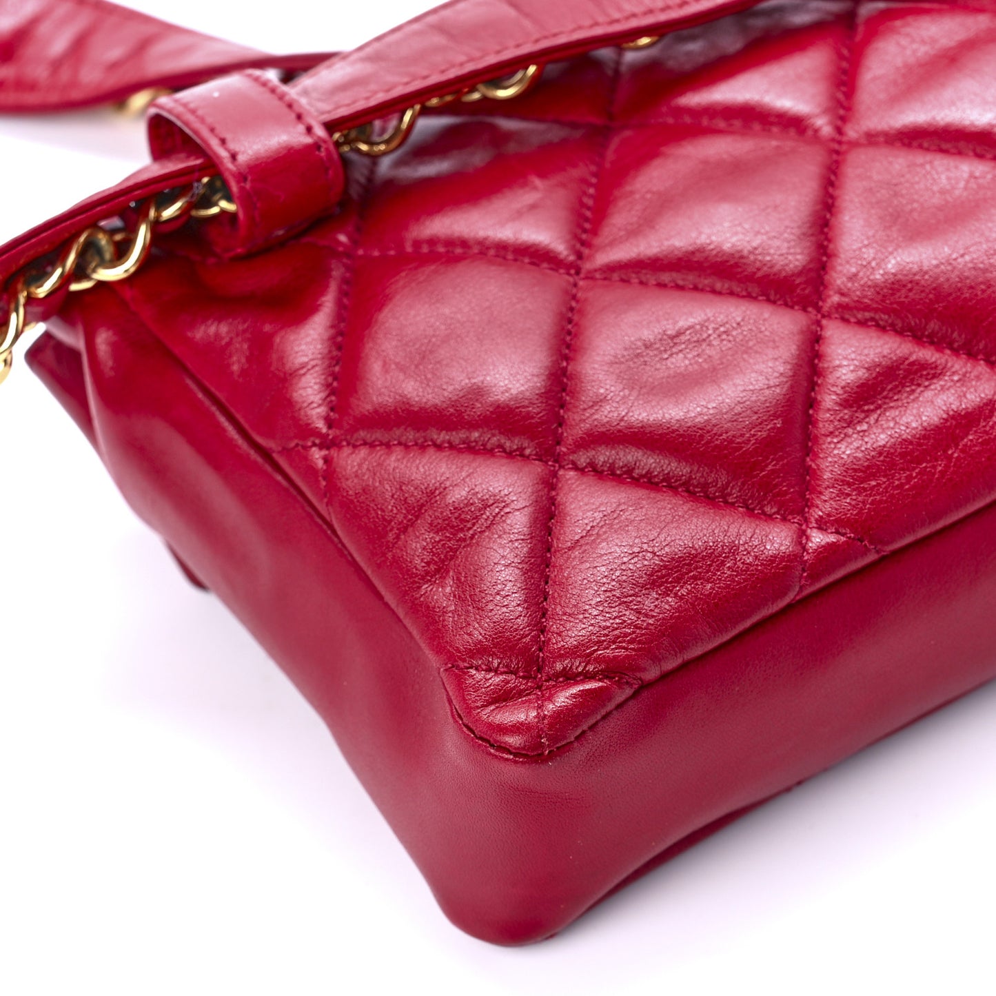 Lambskin Quilted Flap Waist Belt Bag 75 30 Red