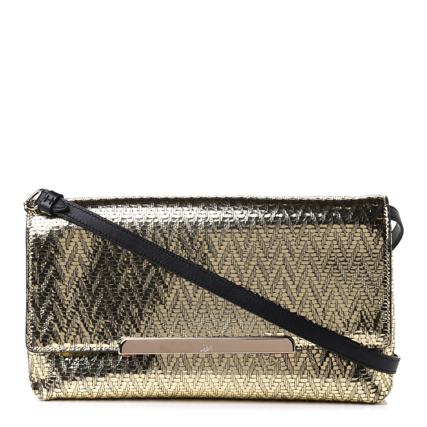 Laminated Specchio Chevron Rougissime Clutch Gold