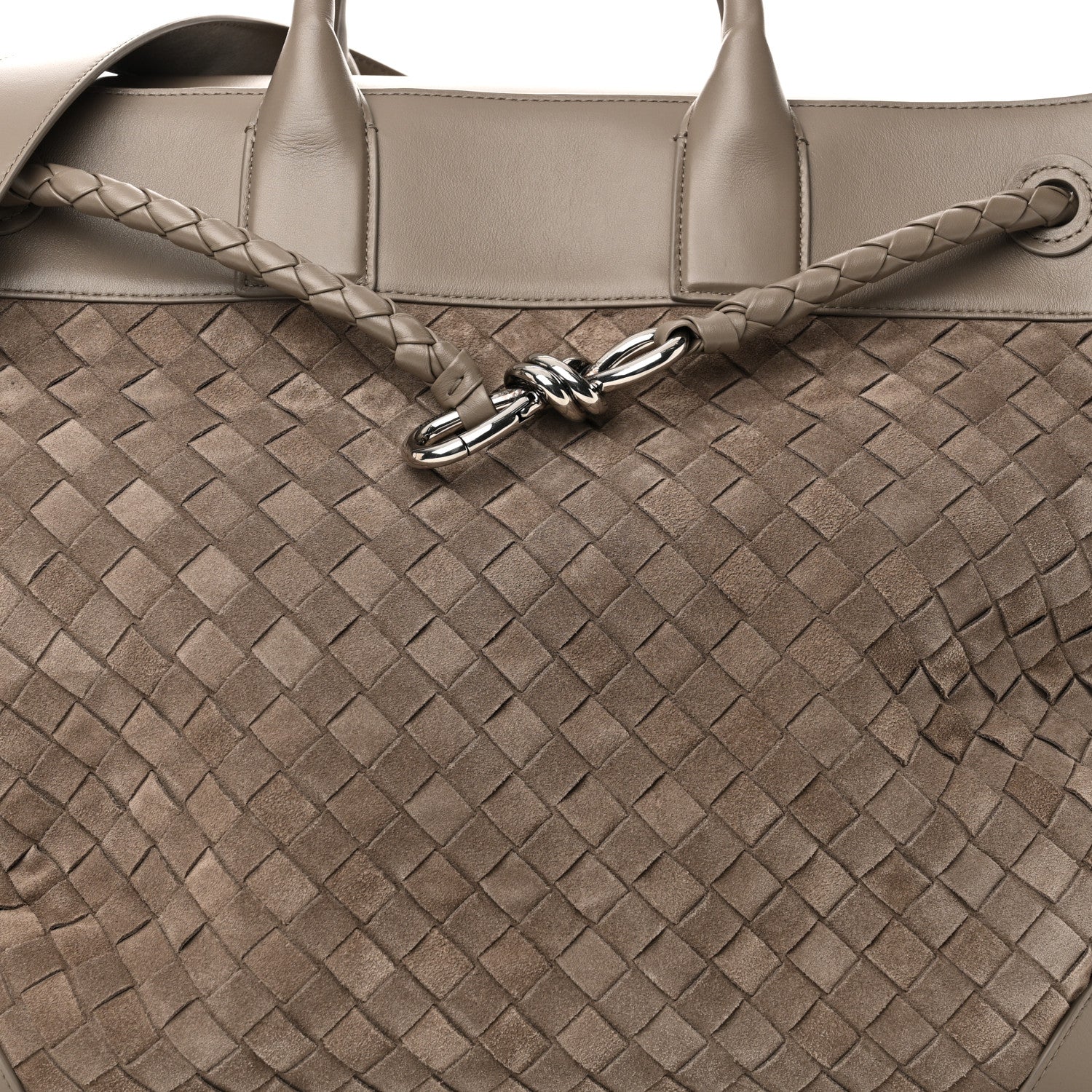Bottega Veneta Suede Calfskin Intrecciato Andiamo Voyager Limestone 7 of 9