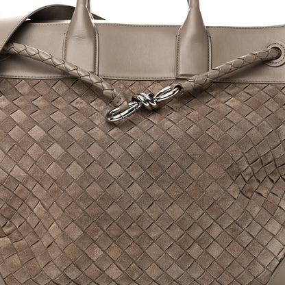 Bottega Veneta Suede Calfskin Intrecciato Andiamo Voyager Limestone 7 of 9