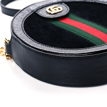 Gucci Suede Patent Web Mini Ophidia Round Shoulder Bag Black 10 of 11