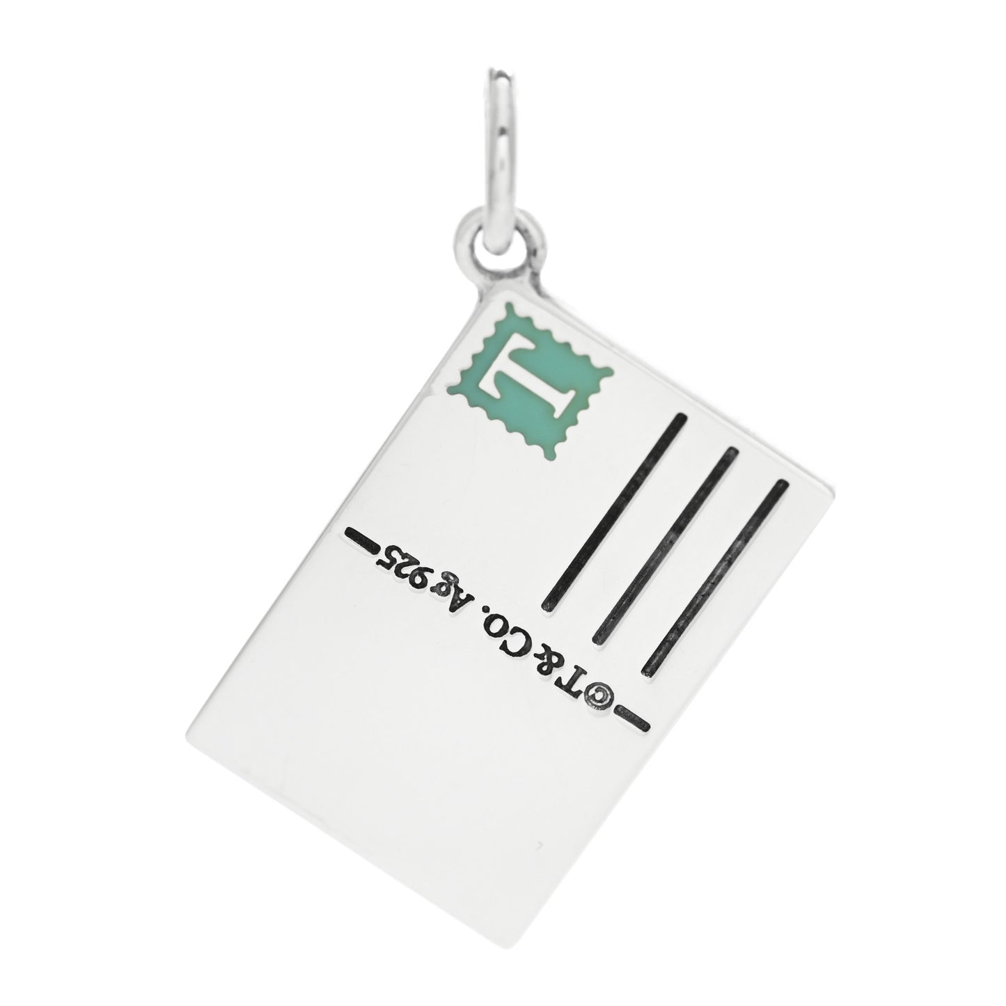 Sterling Silver Enamel Milan Postcard Charm Blue