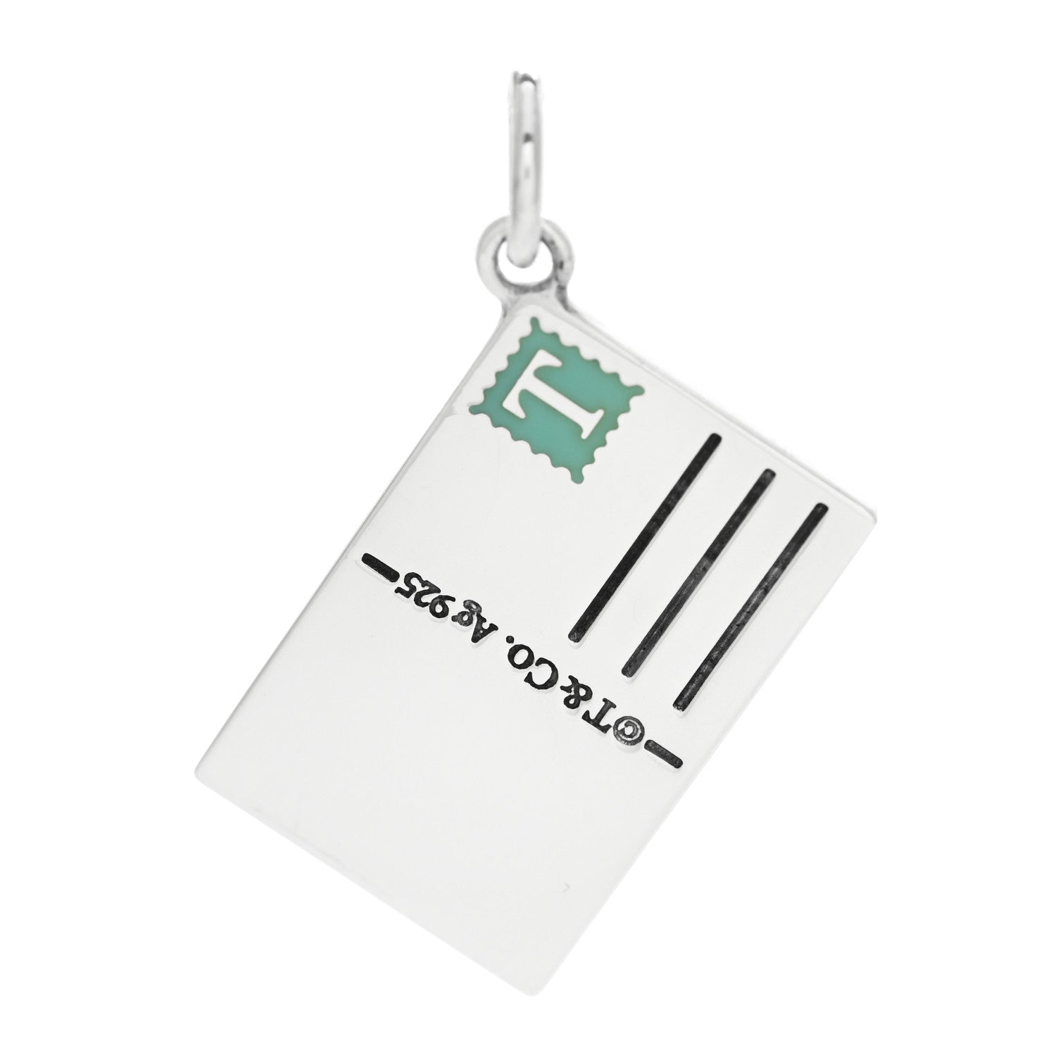 Tiffany Sterling Silver Enamel Milan Postcard Charm Blue 3 of 5