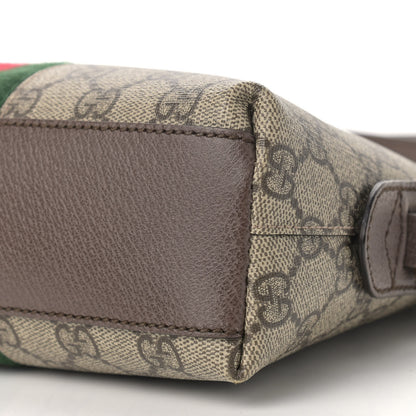 Gucci GG Supreme Monogram Textured Dollar Calfskin Web Small Ophidia Dome Shoulder Bag Beige Ebony New Acero 9 of 12