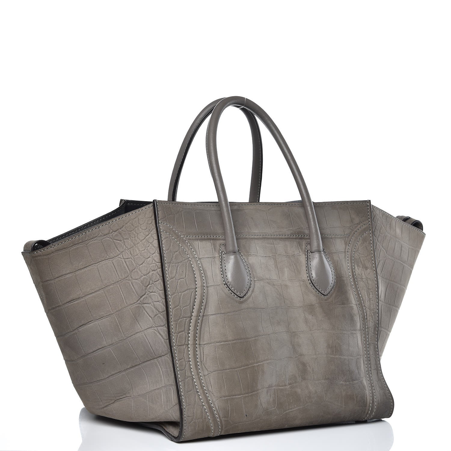 Celine Crocodile Embossed Nubuck Large Phantom Luggage Grey 3 of 18