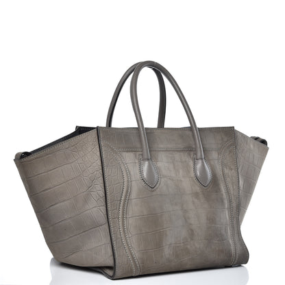 Celine Crocodile Embossed Nubuck Large Phantom Luggage Grey 3 of 18