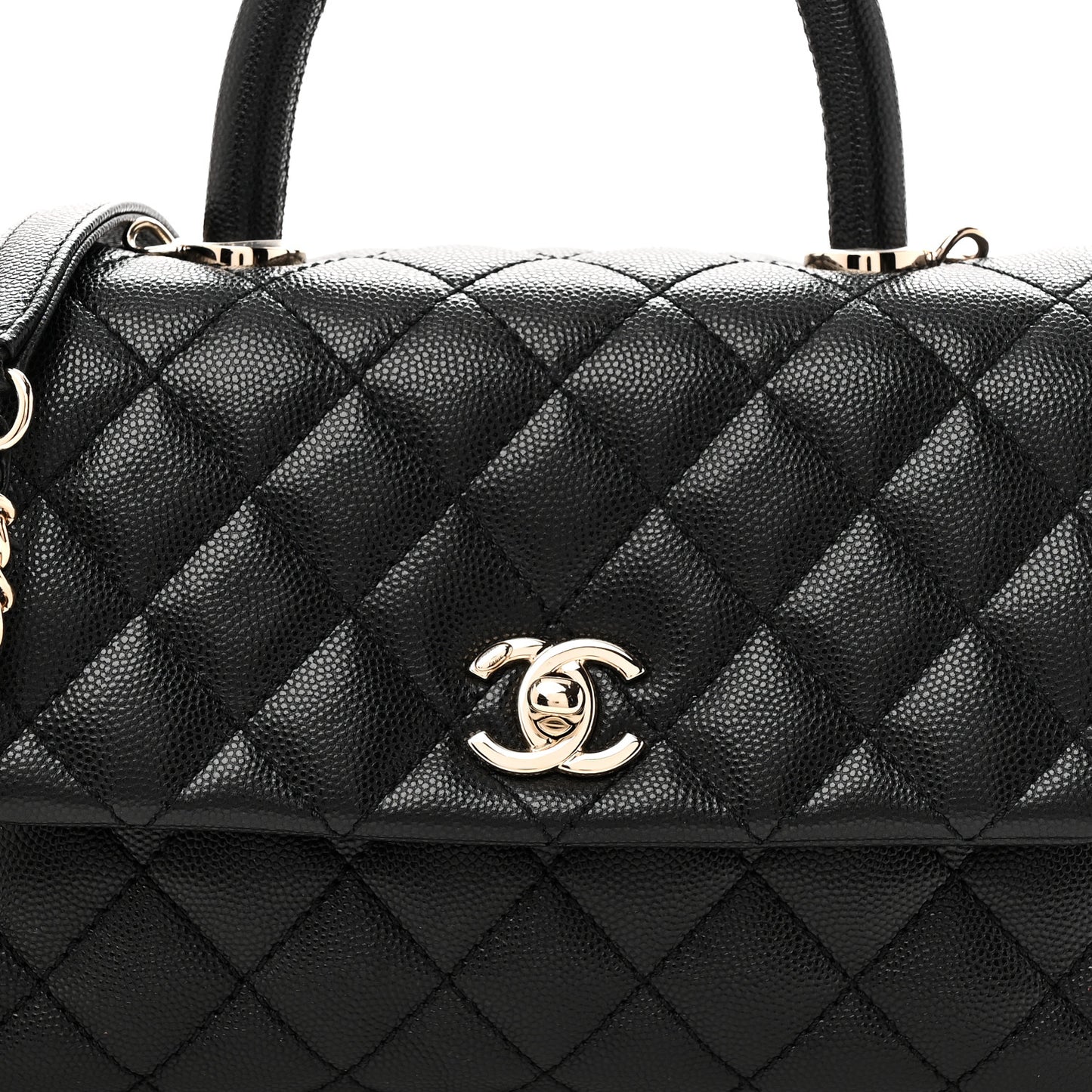 Caviar Quilted Mini Coco Handle Flap Black