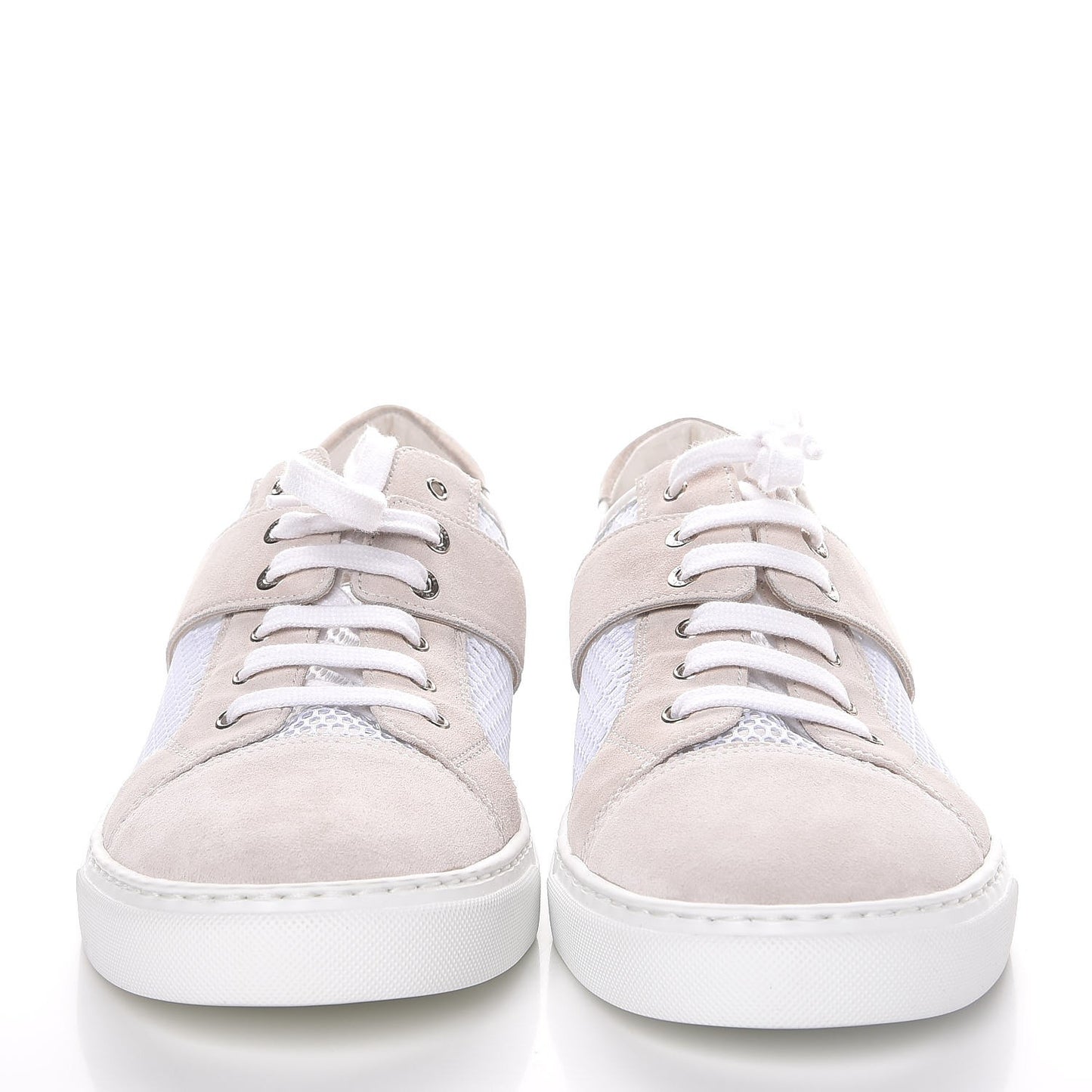 Fabric Mesh Suede Calfskin Sneakers 42 White