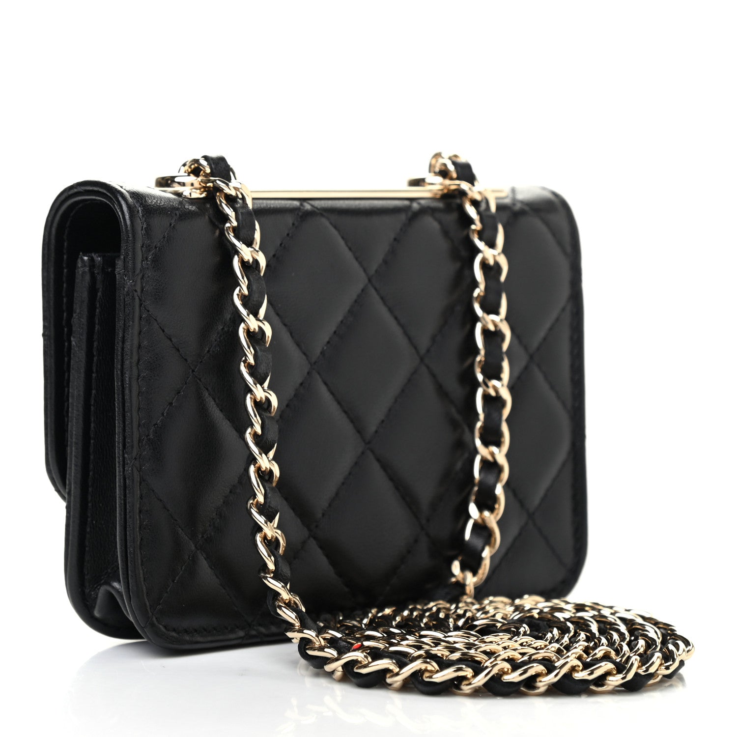 Chanel Lambskin Quilted Trendy CC Card Holder On Chain Black 2 of 7