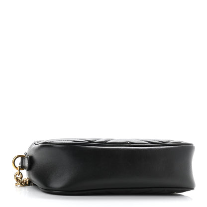 Gucci Calfskin Matelasse Small GG Marmont Chain Shoulder Bag Black 4 of 11