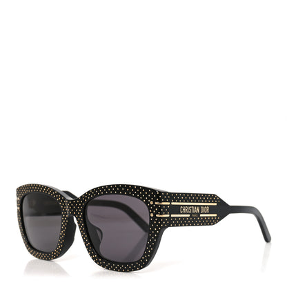 Christian Dior Acetate Studded Diorsignature S16F Square Sunglasses Black Gold 1 of 8