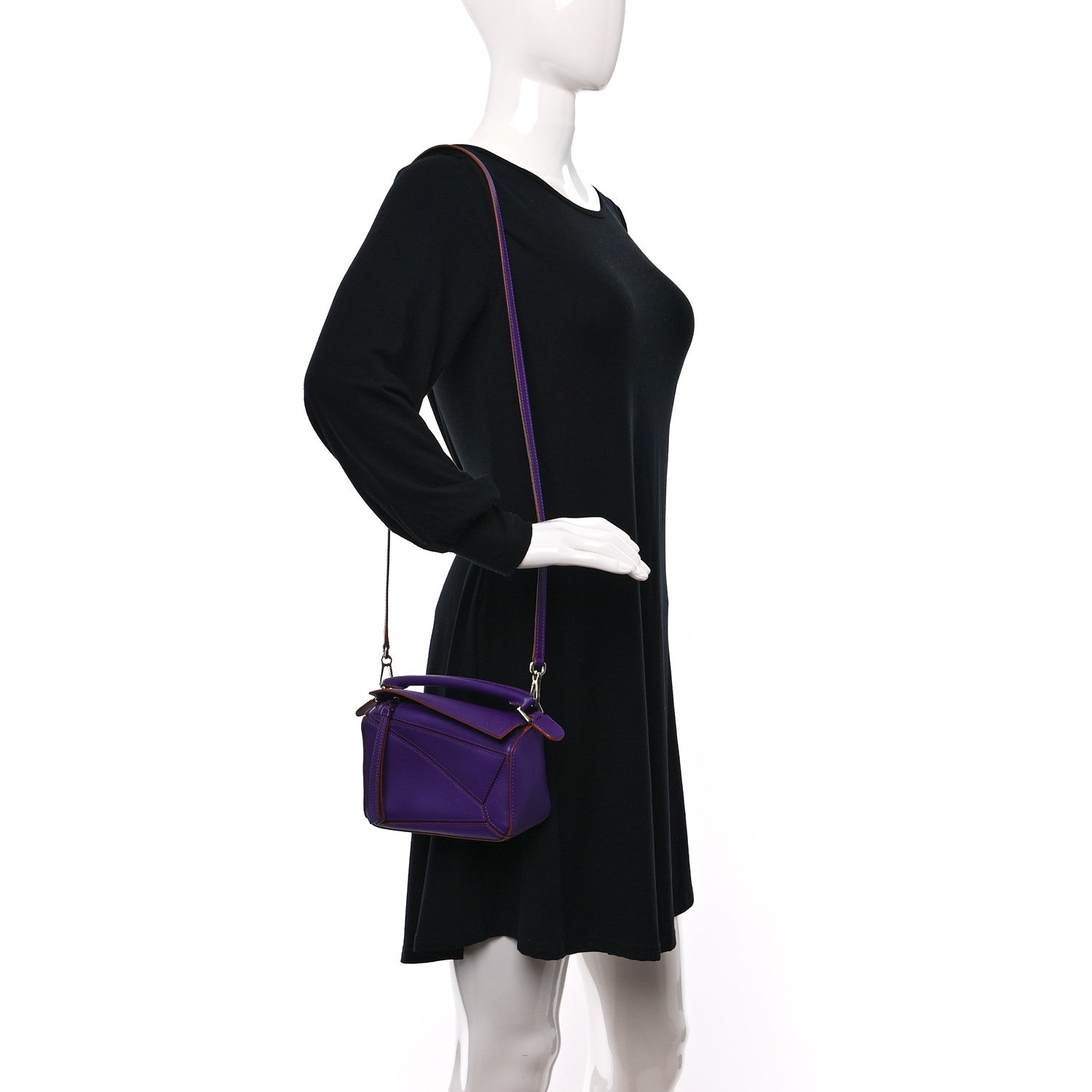 Loewe Calfskin Mini Puzzle Bag Purple Cognac 3 of 8